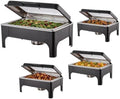 9QT Rectangular Chafing Dishes for Buffet 4 Pack (Black) in Black