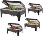 9QT Rectangular Chafing Dishes for Buffet 4 Pack (Black) in Black