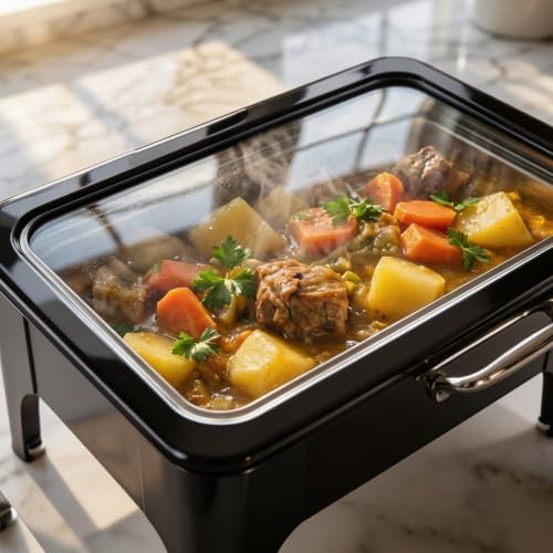 9QT Rectangular Chafing Dishes for Buffet 4 Pack (Black) in Black, alternate view 2