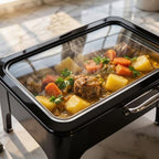 9QT Rectangular Chafing Dishes for Buffet 4 Pack (Black) in Black, alternate view 2