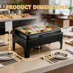 9QT Rectangular Chafing Dishes for Buffet 4 Pack (Black) in Black, alternate view 3
