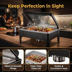 9QT Rectangular Chafing Dishes for Buffet 4 Pack (Black) in Black, alternate view 4
