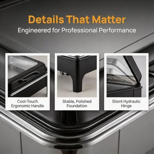 9QT Rectangular Chafing Dishes for Buffet 4 Pack (Black) in Black, alternate view 5