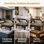 9QT Rectangular Chafing Dishes for Buffet 4 Pack (Black) in Black, alternate view 7