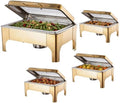 9QT Rectangular Chafing Dishes for Buffet 4 Pack (Gold) in Gold