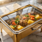 9QT Rectangular Chafing Dishes for Buffet 4 Pack (Gold) in Gold, alternate view 2