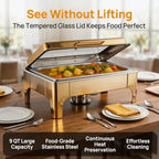 9QT Rectangular Chafing Dishes for Buffet 4 Pack (Gold) in Gold, alternate view 6