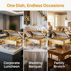 9QT Rectangular Chafing Dishes for Buffet 4 Pack (Gold) in Gold, alternate view 7