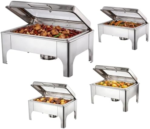 9QT Rectangular Chafing Dishes for Buffet 4 Pack (Silver) in Silver