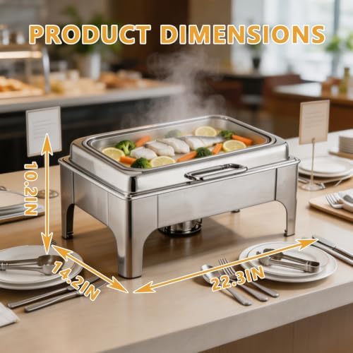 9QT Rectangular Chafing Dishes for Buffet 4 Pack (Silver) in Silver, alternate view 3