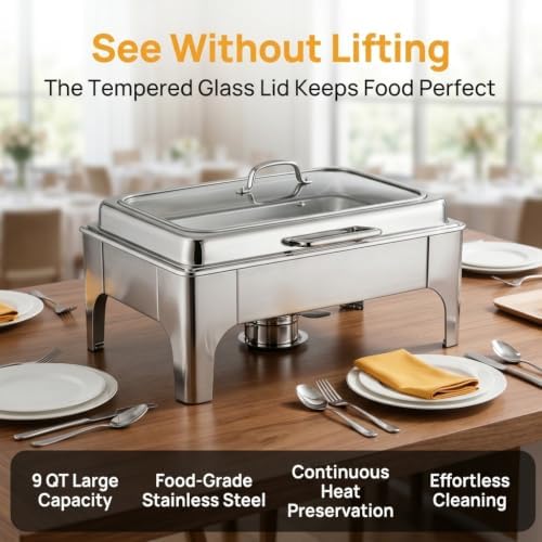 9QT Rectangular Chafing Dishes for Buffet 4 Pack (Silver) in Silver, alternate view 6