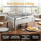 9QT Rectangular Chafing Dishes for Buffet 4 Pack (Silver) in Silver, alternate view 6