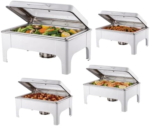 9QT Rectangular Chafing Dishes for Buffet 4 Pack (White) in White
