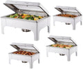 9QT Rectangular Chafing Dishes for Buffet 4 Pack (White) in White