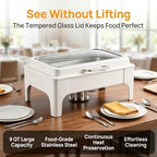9QT Rectangular Chafing Dishes for Buffet 4 Pack (White) in White, alternate view 6