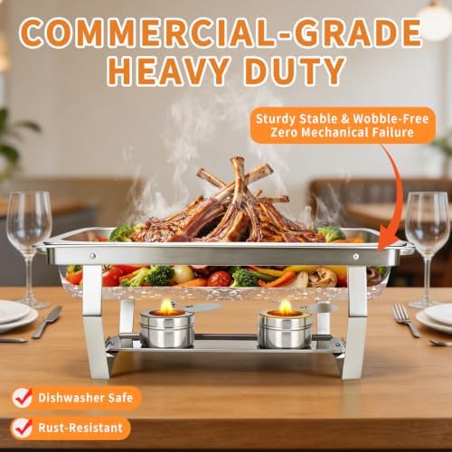9QT Rectangular Chafing Dishes for Buffet, Chafers and Buffet Warmers Sets in Silver, alternate view 5