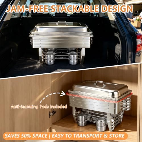 9QT Rectangular Chafing Dishes for Buffet, Chafers and Buffet Warmers Sets in Silver, alternate view 6