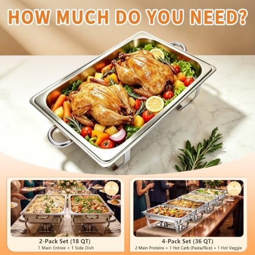 9QT Rectangular Chafing Dishes for Buffet, Chafers and Buffet Warmers Sets in Silver, alternate view 7
