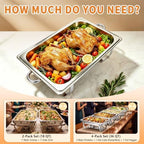 9QT Rectangular Chafing Dishes for Buffet, Chafers and Buffet Warmers Sets in Silver, alternate view 7