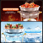 9QT Round Chafing Dishes for Buffet, 2 Pack Gold Chafer Set, alternate view 4