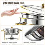 9QT Round Chafing Dishes for Buffet, 2 Pack Gold Chafer Set, alternate view 6