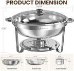 9QT Round Stainless Steel Chafing Dishes for Buffet, 4 Pack Chafers in Silver, alternate view 2