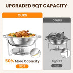 9QT Round Stainless Steel Chafing Dishes for Buffet, 4 Pack Chafers in Silver, alternate view 3