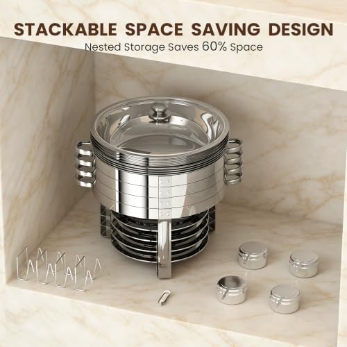 9QT Round Stainless Steel Chafing Dishes for Buffet, 4 Pack Chafers in Silver, alternate view 6