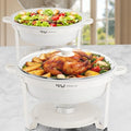 9QT White Chafing Dishes for Buffet, 2 Pack Maifanite-Coated Chafer in White