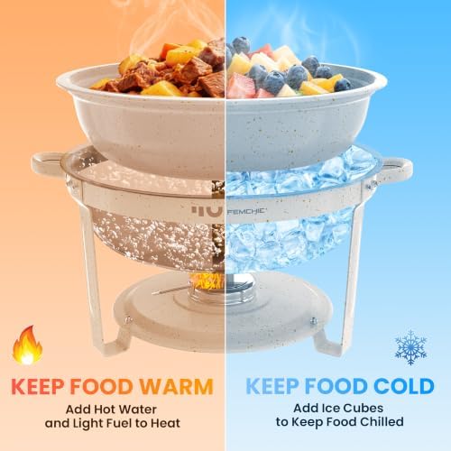 9QT White Chafing Dishes for Buffet, 2 Pack Maifanite-Coated Chafer in White, alternate view 5