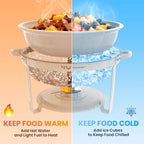 9QT White Chafing Dishes for Buffet, 2 Pack Maifanite-Coated Chafer in White, alternate view 5