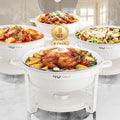 9QT White Chafing Dishes for Buffet, 4 Pack Maifanite-Coated Chafer