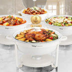 9QT White Chafing Dishes for Buffet, 4 Pack Maifanite-Coated Chafer