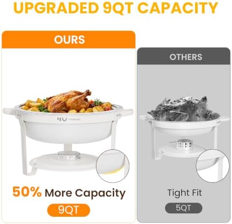 9QT White Chafing Dishes for Buffet, 4 Pack Maifanite-Coated Chafer, alternate view 3