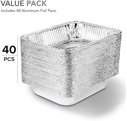 9x13 Aluminum Pans (40 Pack) - Disposable and Recyclable Foil Trays - Half Size Steam Table Deep Pans - Tin, alternate view 4
