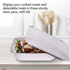 9x13 Aluminum Trays with Lids (10 Pack) - Disposable Half Size Deep Pans for Cooking, Storage, BBQ, Grilling, alternate view