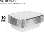 9x13 Aluminum Trays with Lids (10 Pack) - Disposable Half Size Deep Pans for Cooking, Storage, BBQ, Grilling, alternate view