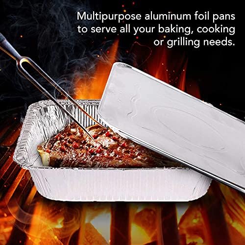 9x13 Aluminum Trays with Lids (10 Pack) - Disposable Half Size Deep Pans for Cooking, Storage, BBQ, Grilling, alternate view