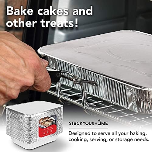 9x13 Aluminum Trays with Lids (10 Pack) - Disposable Half Size Deep Pans for Cooking, Storage, BBQ, Grilling, alternate view