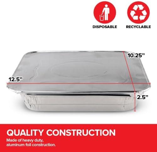 9x13 Disposable Aluminum Pans with Lids, 30 Pack, alternate view 2