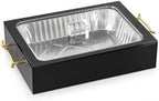 9x13 Disposable Pan Holder with Lid, Lucite Casserole Serving Tray for Pans in 9x13 Inches in Black