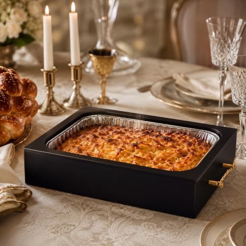 9x13 Disposable Pan Holder with Lid, Lucite Casserole Serving Tray for Pans in 9x13 Inches in Black, alternate view 5