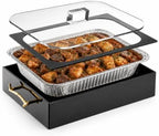 9x13 Disposable Pan Holder with Lid, Lucite Casserole Serving Tray for Pans in 9x13 Inches in Black, alternate view 6