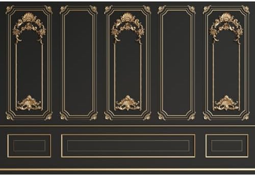 9x6ft Gold Black Vintage Room Inside Backdrop European Frame Modern House French Castle Cementery Wall Retro