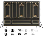 9x6ft Gold Black Vintage Room Inside Backdrop European Frame Modern House French Castle Cementery Wall Retro, alternate view