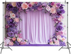 9X6ft Purple Flower Wall Background Photography Lavender Backdrop for Parties Wedding, Girls Birthday Princess, alternate