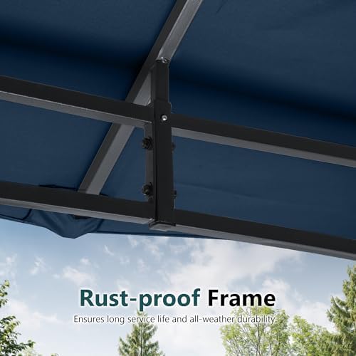 9x9 ft Heavy Duty Patio Gazebo with Netting Walls, Navy Blue in 9x9 ft in Navy Blue, alternate view 6
