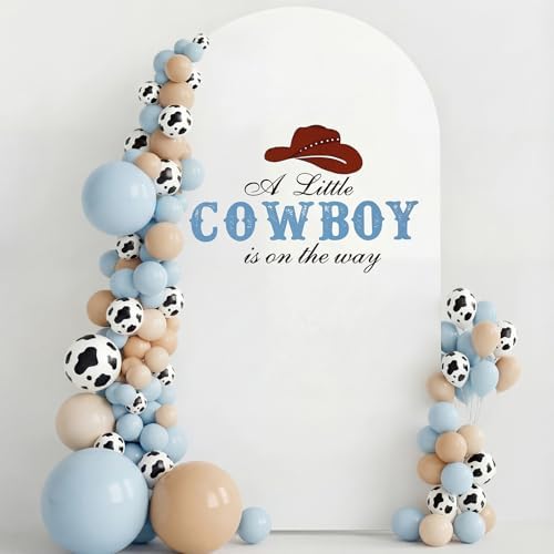 a Little Cowboy is on the Way Baby Shower Arch Cover Backdrop in 6.6 ft x 9.06 in in Blue