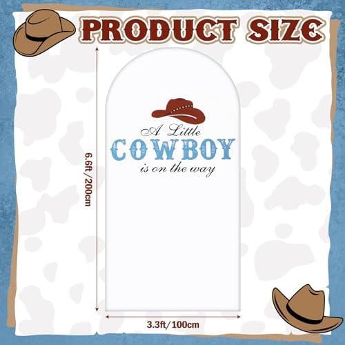a Little Cowboy is on the Way Baby Shower Arch Cover Backdrop in 6.6 ft x 9.06 in in Blue, alternate view 2