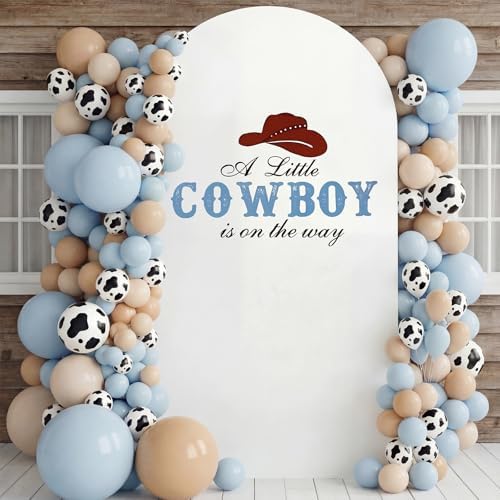 a Little Cowboy is on the Way Baby Shower Arch Cover Backdrop in 6.6 ft x 9.06 in in Blue, alternate view 4